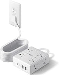 SUPERDANNY Extension Cord,Flat Plug Surge Protector Power Strip,15Ft | 8 AC & 4 USB Ports (2 USB C),Surge Protector with 1050J,Desk Charging Station for Home Office,College Dorm Room Essentials by SUPERDANNY