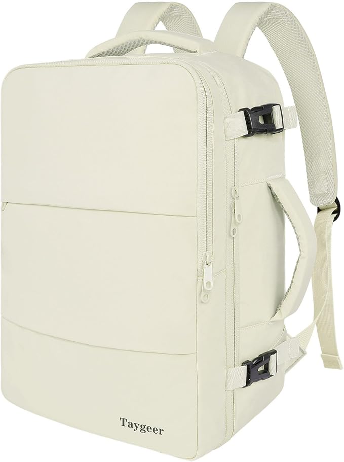 Taygeer Large Travel Backpack, 17 inch Laptop Backpack for Women | Airline Approved Personal Item Mochila, 40l Luggage Carryon Work Bag for friend and Ladies Business Travel Hiking, Beige by Taygeer