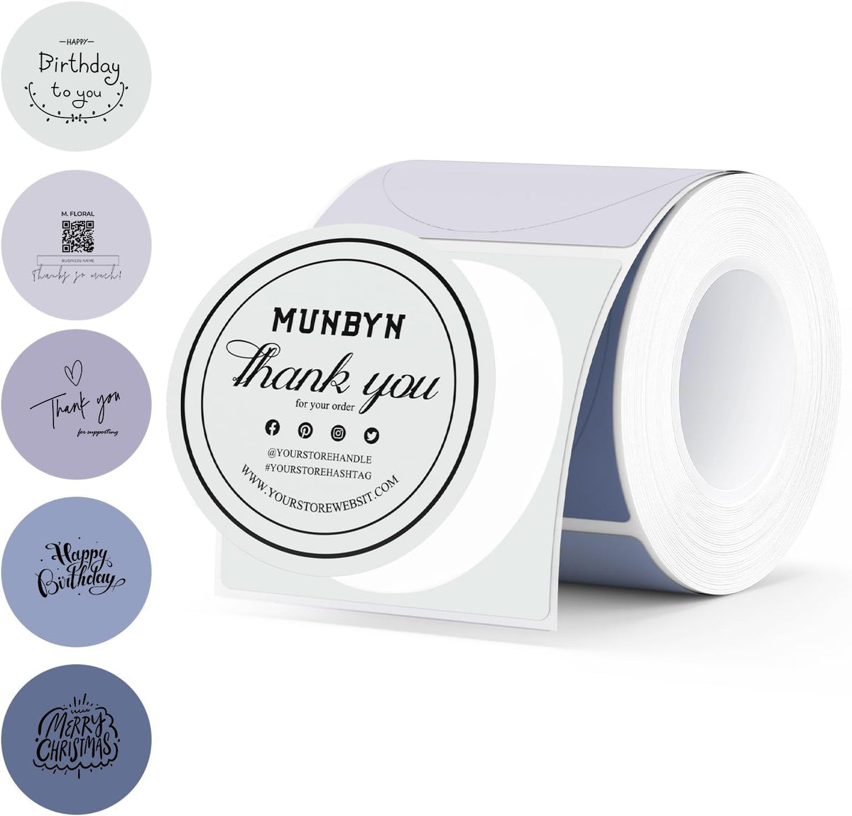 MUNBYN 2 Inch Circle Thermal Sticker Labels for Baking, 150 Sheets/1 Roll by MUNBYN
