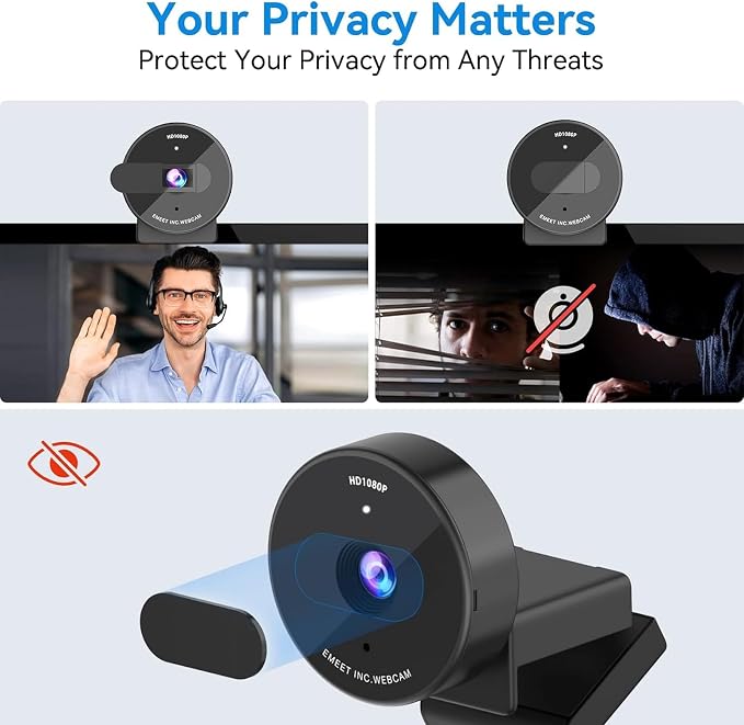 EMEET C950 1080P Webcam, USB Webcam with Microphone&Physical Privacy Cover | Auto Light Correction, Fixed Focus, USB Plug & Play, Ultra Web Cam w/ 70°View for Meeting/Online Classes/Zoom/YouTube - Image 2