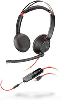 Poly Blackwire 5220 Wired Headset - Flexible Boom Mic - Noise Cancelling Headphones with Mic - USB-C, USB-A, 3.5mm - Ergonomic Over-Ear Design - Works with Microsoft Teams, Zoom - Work from Home by Poly