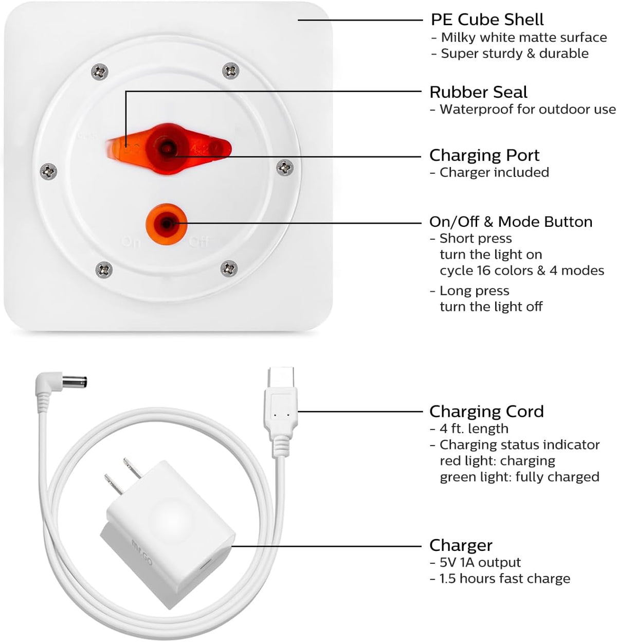 4-inch LED Cube Light, Dimmable Kids Night Light Mood Lamp w/Remote - Image 8