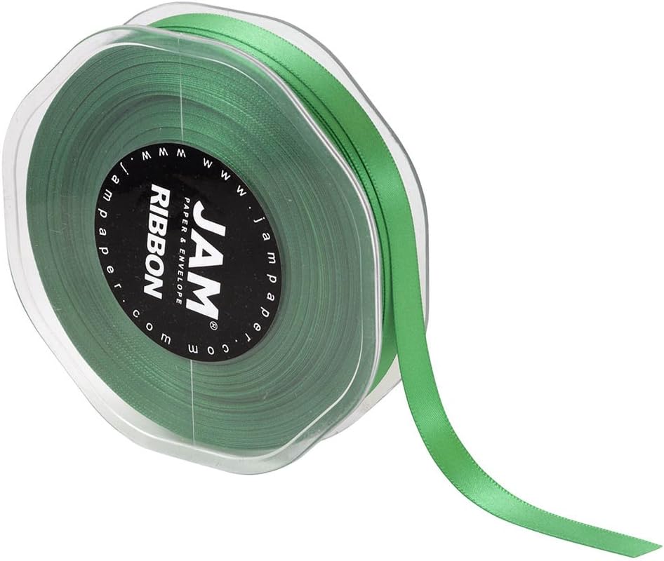 JAM PAPER Double Faced Satin Ribbon - 3/8 Inch Wide x 25 Yards - Emerald Green - Sold Individually by JAM Paper