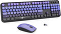 Wireless Keyboard and Mouse Combo | Cute Colorful Keyboard and Mouse with 2.4GHz Cordless Retro Typewriter Keyboard | Auto-Sleep | USB Receiver for Windows PC/Laptop - Black Purple Gradient by FD