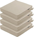 Outdoor Chair Cushions Set of 4, 19 x 19 x 3 Inch Seat Pads | Waterproof Patio Chair Cushions with Tie, Fade Resistant Cushions for Outdoor Furniture Garden Lawn, Cream by COMCAVER