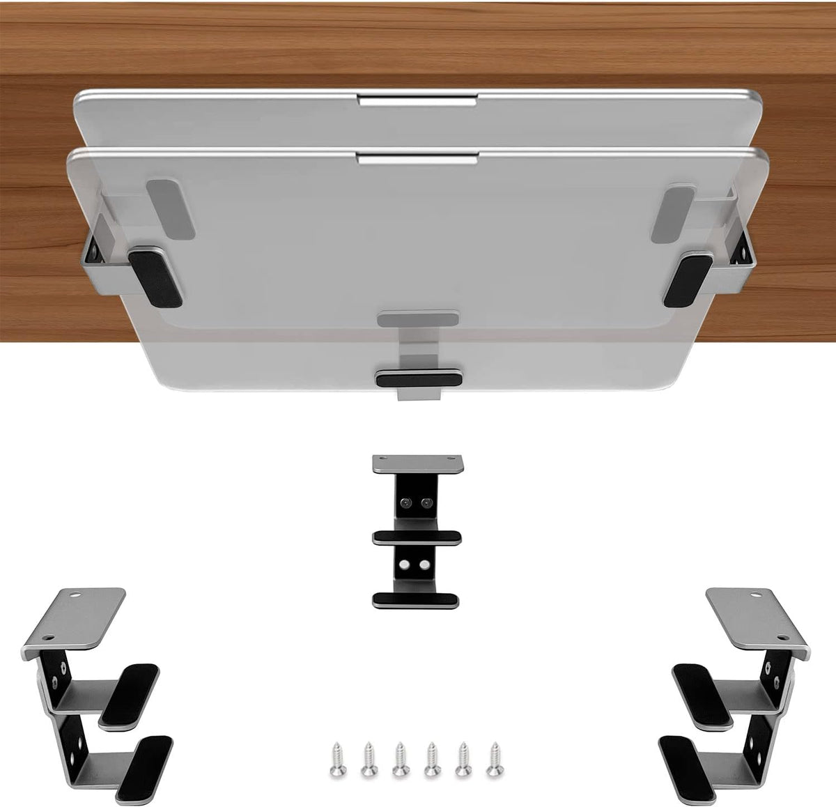 IFCASE 2 Tier Heavy Duty Metal Under Desk Laptop Mount (Silver) by IFCASE