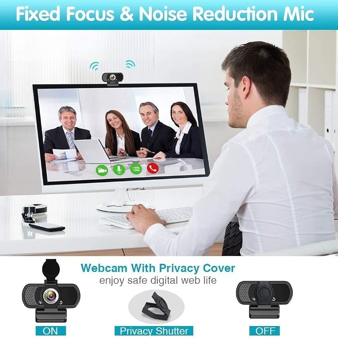 ZIQIAN 1080P Webcam with Microphone, USB Web HD Camera for PC, Laptop&Mac | 110° Wide Angle Computer Webcam with Privacy Cover & Tripod, Streaming Webcam for Zoom, Twitch, Teams, YouTube, Plug & Play - Image 8