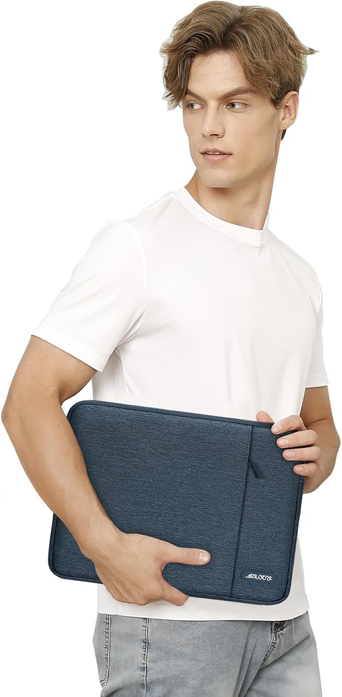 MOSISO Laptop Case 13.3 inch, 13-13.3 inch Laptop Sleeve Bag with Pocket | Compatible with MacBook Air/Pro 13/Pro 14 M5 M4 M3 M2 M1, HP Dell ASUS Lenovo, Polyester Vertical Computer Bag, Haze Blue - Image 6