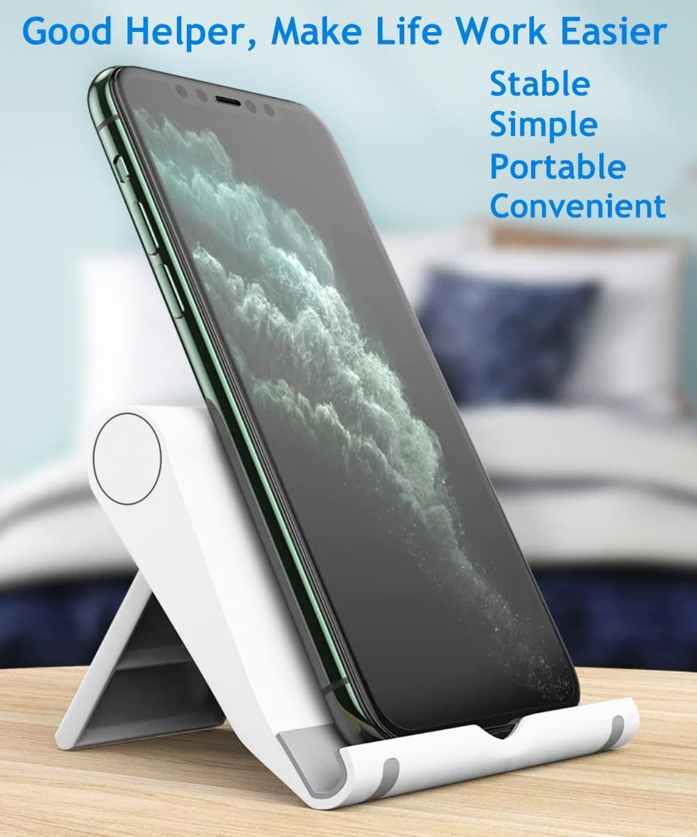 Cell Phone Stand 2 Pack, Desktop Holder for Phones & Tablets (2, White) - Image 6