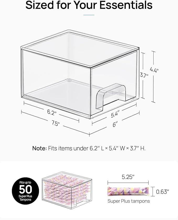 Vtopmart 8 Pack Small Clear Stackable Storage Drawers | Plastic Bins, Bathroom Makeup Organizer, For Vanity, Undersink, Kitchen Cabinets, Pantry, Home Organization - Image 2