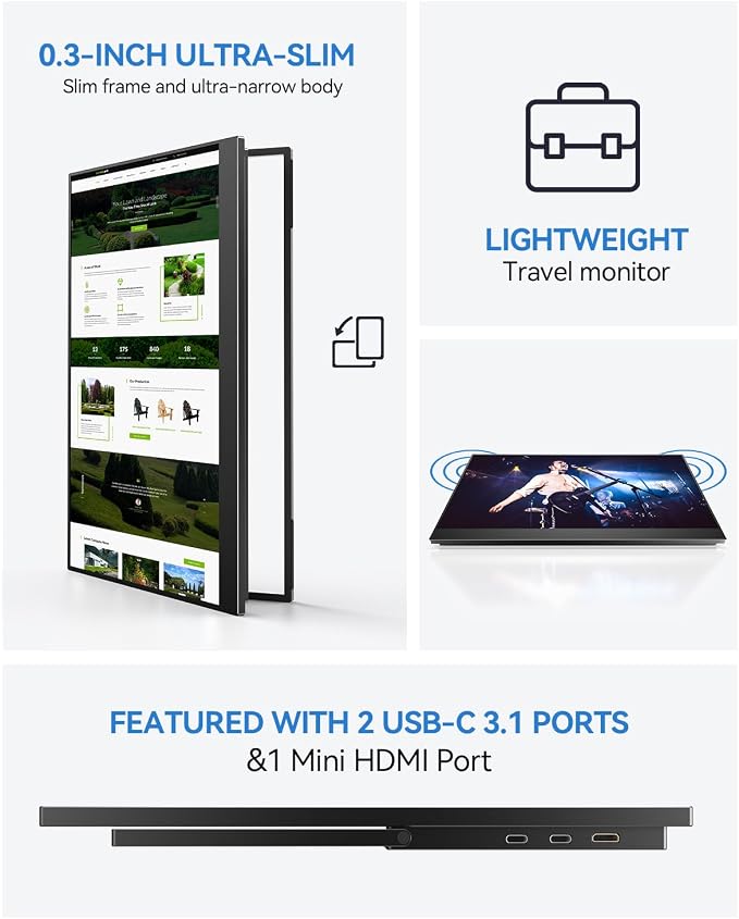 UPERFECT 17.5" Portable Monitor, 125% sRGB, 400 Nits IPS Display | 1920×1200 FHD, 16:10, USB-C & HDMI, Adjustable Stand, Eye Care Screen Extender for Laptop, MacBook & Gaming - Image 8