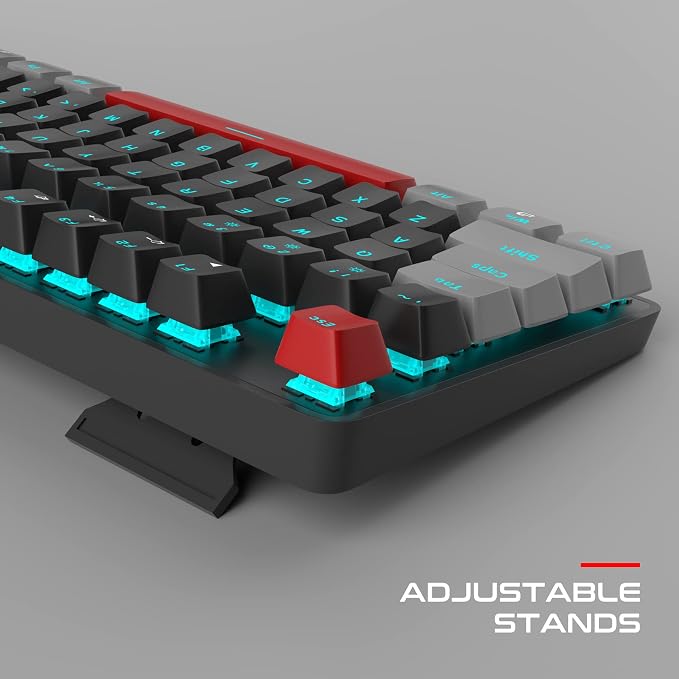 MageGee Mechanical Gaming Keyboard, 104 Keys Blue Backlit Keyboards with Red Switches Double-Shot Keycaps, USB Wired Mechanical Computer Keyboard for Laptop, Desktop, PC Gamers(Gray & Black) - Image 3