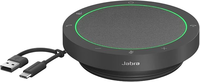 Jabra Speak2 40 Portable Speakerphone with 4 Noise-cancelling Mics, Full-range 50mm Speaker, Wideband Audio and USB A and USB C connections - MS Teams Certified, Works with Other Platforms - Dark Grey by Jabra