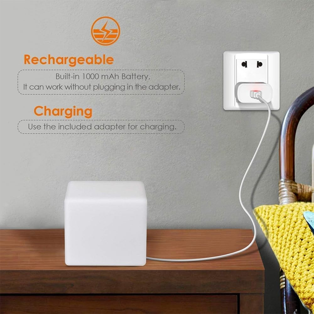 4-inch LED Cube Light, Dimmable Kids Night Light Mood Lamp w/Remote - Image 7