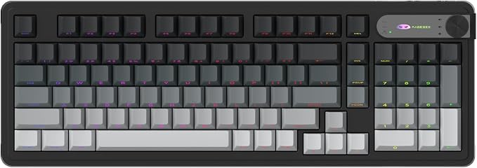 MageGee GK960 Wireless Keyboard, 98 Keys Tri-Mode BT/2.4G/Wired Membrane Gaming Keyboard, RGB Creamy Keyboard with Number Pad, Knob Control, Side Printed Keycaps, 4000mAh Battery - Black & Gray - Image 9