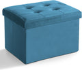 LINMAGCO Ottoman with Storage Small Foot Rest Stool Under Desk Stool Short Folding Footrest for Living Room Bedroom Home Office Dorm 17x13x13in(Blue) by LINMAGCO