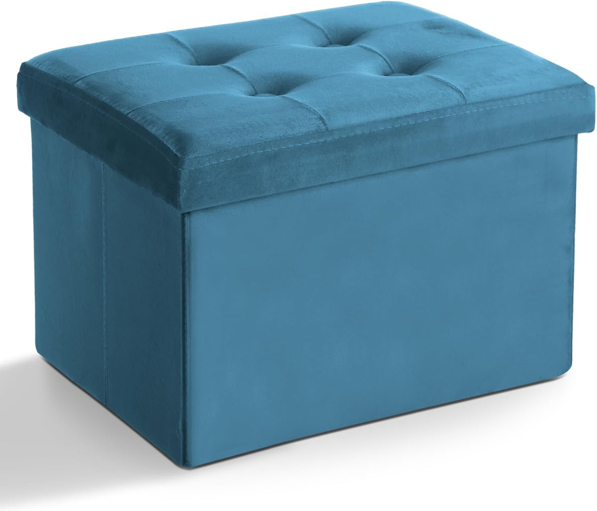 LINMAGCO Ottoman with Storage Small Foot Rest Stool Under Desk Stool Short Folding Footrest for Living Room Bedroom Home Office Dorm 17x13x13in(Blue) by LINMAGCO