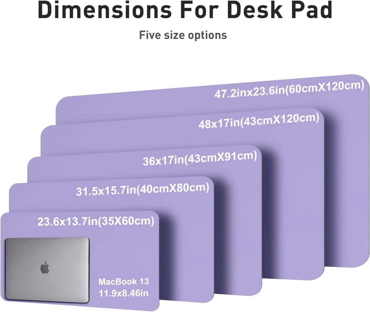 Aothia Faux Leather Desk Mat Mouse Pad, 47.2" x 23.6", Light Purple - Image 2