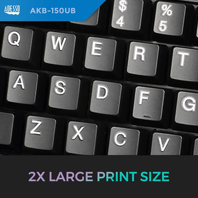 Adesso Ergonomic USB Keyboard, 105-Key US Layout AKB-150UB | Integrated Palm Rest, Split Key Design, Multimedia and Internet Hotkeys - Image 8