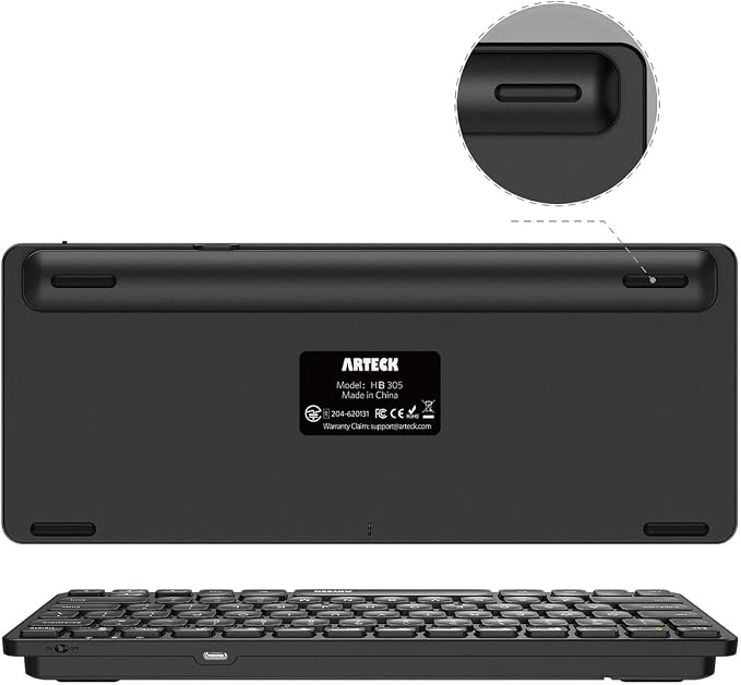Arteck Universal Multi-Device Bluetooth Keyboard Ultra Slim and Compact Wireless Bluetooth Keyboard with Media Hotkeys for Windows iOS iPad OS Android Computer Desktop Laptop Surface Tablet Smartphone - Image 5
