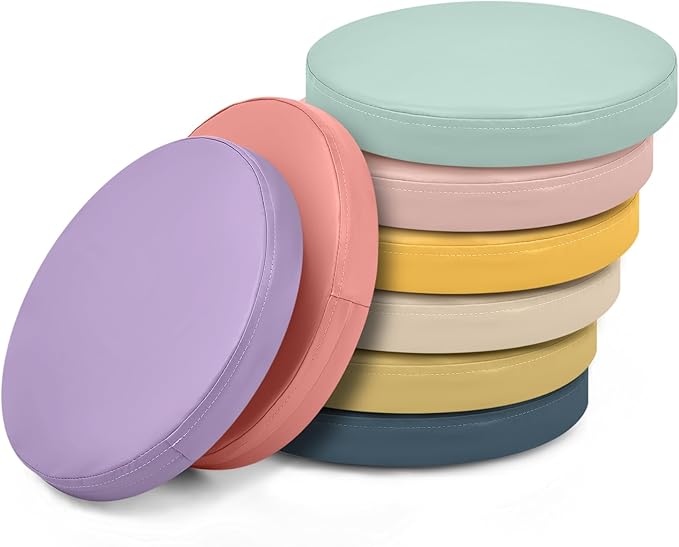 Juexica 8 Pcs Floor Cushions Kids,Hippie Boho Color,13.8 X 13.8 X 2 Inch | Extra Thick 2" Flexible Seating Classroom, Assorted Colored Floor Pillow, Soft Round Cushions for Kids Students Office School by Juexica