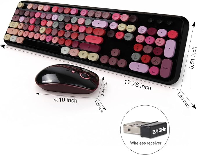 Keyboard and Mouse Sets, Wireless, Reliable 2.4 GHz Connectivity for PC,Laptop,Smart TV and More (Black Colorful) - Image 7
