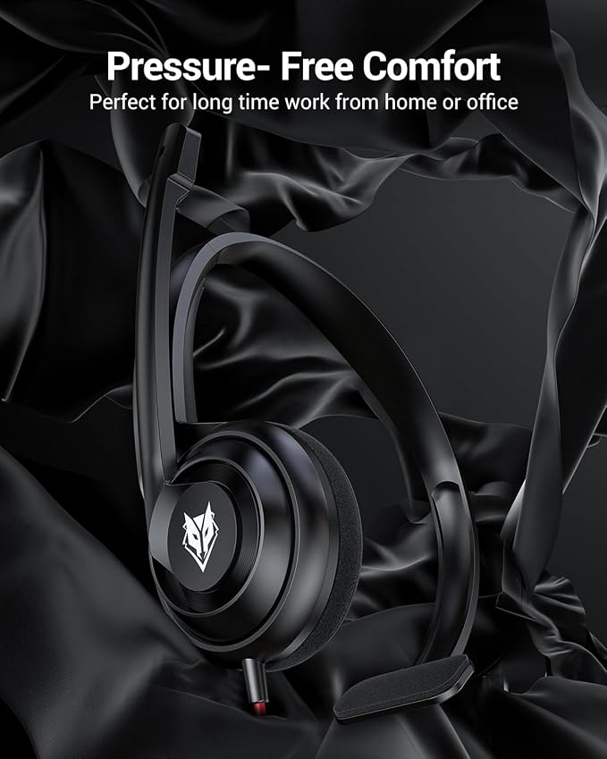 NUBWO HW02 USB Headset with Microphone Noise Cancelling &in-line Control, Ultra Comfort Computer Headset for Laptop pc, On-Ear Wired Office Call Center Headphone for Boom Skype Webinars（Black） - Image 6