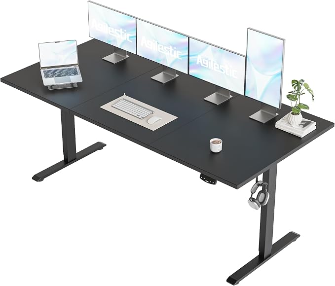 Agilestic 71 * 32 Inch Height Adjustable Electric Standing Desk, Black | Sit Stand Up Computer Desk, Memory Presets, Stable Steel Frame,154 lbs, Easy Assembly, Splice Board, Long desk, Home Office by Agilestic