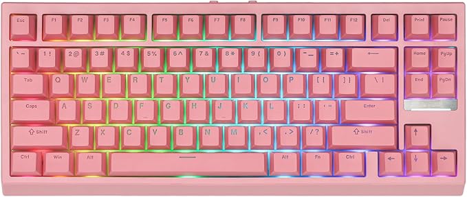EPOMAKER G84 80% RGB Gaming Mechanical Keyboard with Shine Through Keycaps | 2.4GHz/ Type-C/BT Wireless Keyboard, VIA Programmable, Hot-Swap, Creamy Keyboard for Gamers/Office (Pink, Creamy Jade Switch) by EPOMAKER