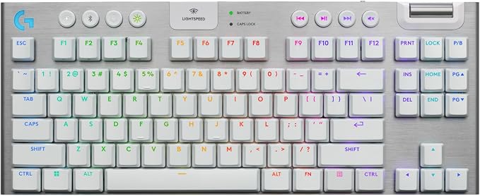 Logitech G915 X Lightspeed TKL Wireless Gaming Keyboard (Tactile) - White | Low Profile, Mechanical Switches, Double-Shot PBT Keycaps, RGB lighting, Aluminum finish, PC/Mac Compatible by Unknown