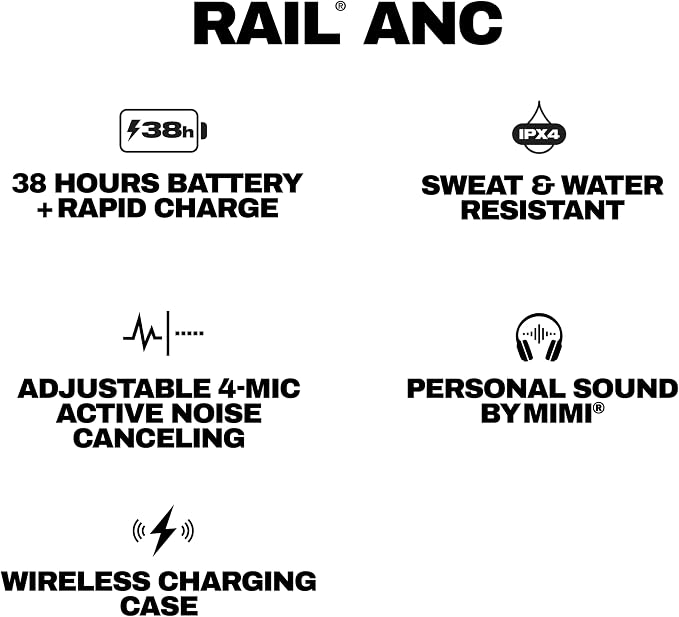 Skullcandy Rail ANC Active Noise Cancelling Wireless Earbuds - True Black | In-Ear, Bluetooth Headphones, Noise Cancellation, 38 Hours Battery, Microphone for iPhone Android, Customizable Sound - Image 9