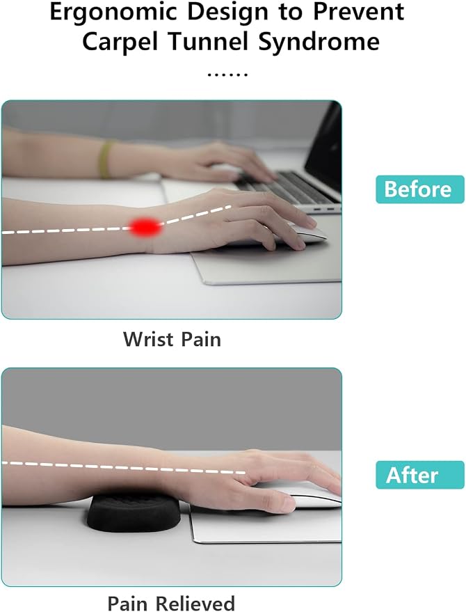 Vaydeer Wrist Rest for Keyboard and Mouse, Computer Ergonomic Wrist Support Pad Set, Soft Memory Foam Arm Cushion for Desk, Palm Hand Office Gaming Laptop Typing-Medium - Image 2