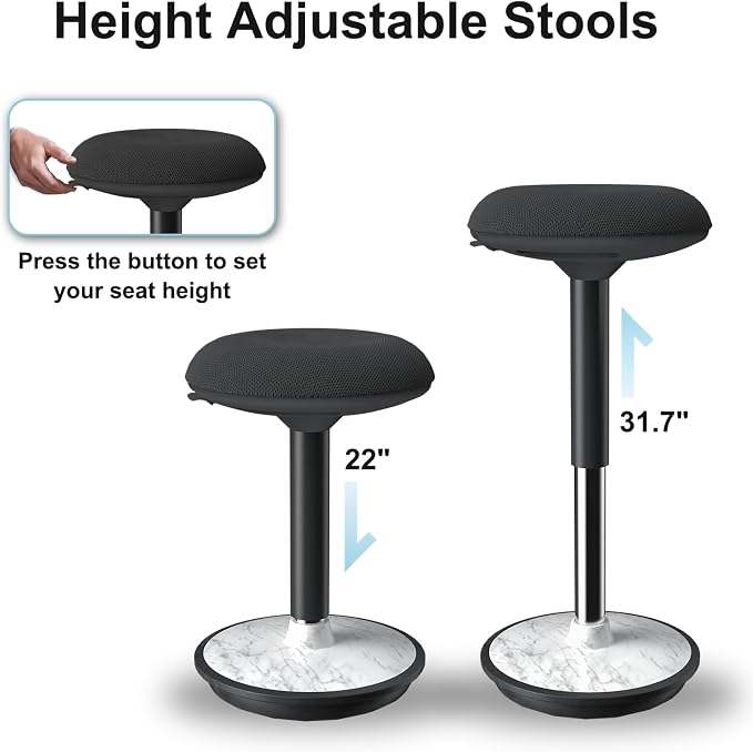 Adult Wobble Stool - Anti-Fatigue Standing Desk Stool with 360° Rocking Non-Slip Curved Base, Height Adjustable 22-32 Inch Standing Chair for Home & Office,Faux Marble - Image 2