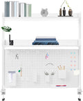 Clamp on Desk Shelf with Pegboard, 39.37" Wide Modern Desktop Organizer Bookshelf with 2 Tier Adjustable Storage Shelf for Home Office Desktop Shelving System by FFanhia