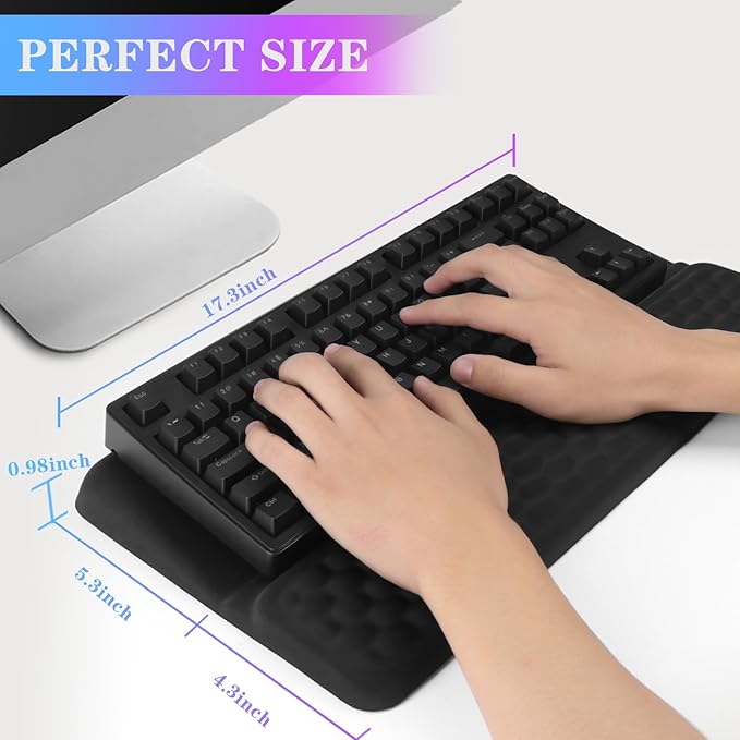 Computer Keyboard Stand with Wrist Rest, Ergonomic Tilted Keyboard Holder - Keyboard Riser with Wrist Pad - Keyboard Tray Support for Office Home - Black - Image 6