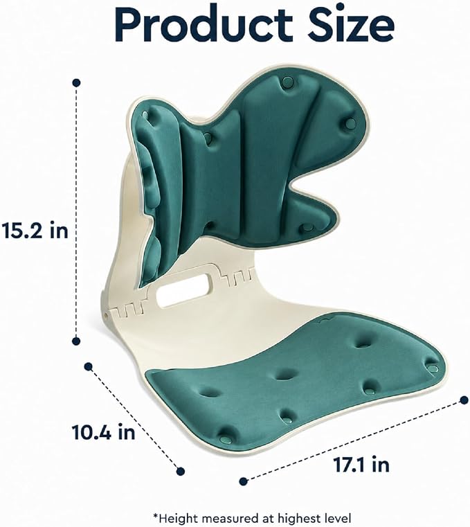 Foldable Adjustable Seat Cushion Back Support for Office Chair (Green) | Ergonomic Lumbar Support, Lower Back Pain Relief, 4-Level Height, Posture Corrector for Long Sitting, Office Home Chair, Car - Image 8