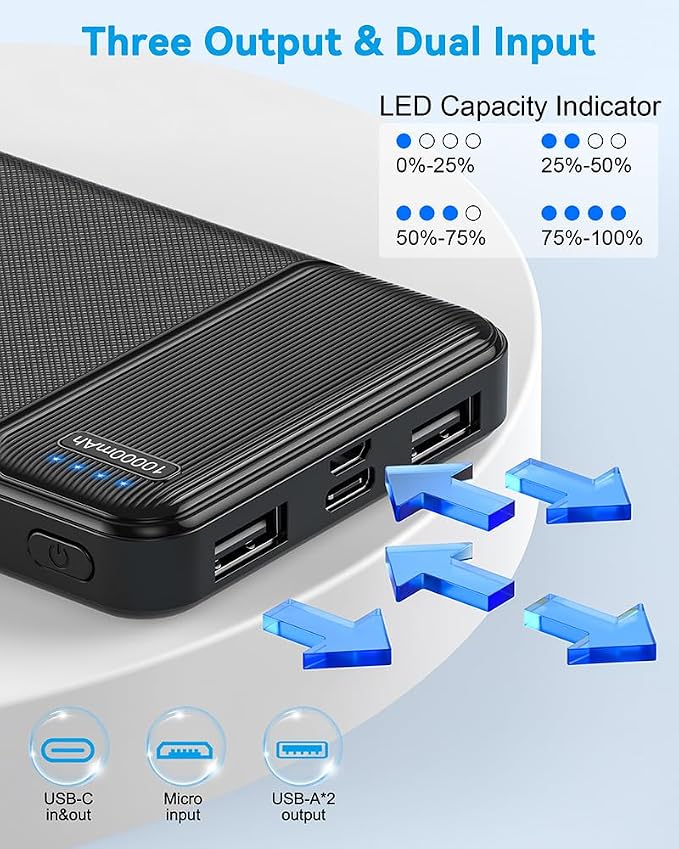 AsperX 10000mAh Portable Charger Dual USB Power Bank Battery Pack | AsperX 2 Pack 10000mAh Portable Charger Dual USB Power Bank Battery Pack - Image 4
