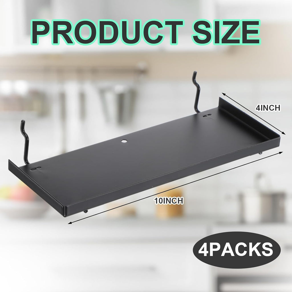 Lineshading 4 Pcs Pegboard Shelves, Black, 10 x 4 Inch - Image 3