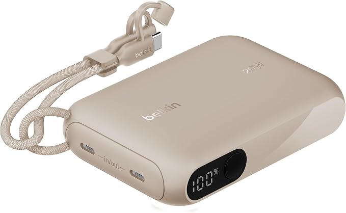 Belkin 10000mAh 20W Slim Power Bank, Digital Display, 2 USB C Ports | Fast Charging Battery Pack, iPhone 17, Air, Pro, Samsung Galaxy S25, Pixel 10, iPad, Charge 2 Devices by Unknown