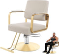 1PCS Swivel Styling Salon Chair with Hydraulic Pump, Gold + Beige by Dziwenul