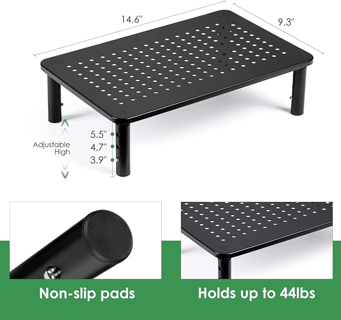 DOLALIKE 2 Pack Desktop Riser, 3 Height Adjustable Monitor stands for 2 Monitors, PC, Computer, Printer, iMac, Desktop Monitor Stand with Ventilated Platform for Airflow | for 2 Monitors , PC, Computer, Printer, iMac, Desktop Monitor Stand with Ventila... - Image 5