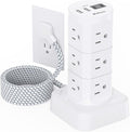 Power Strips with Surge Protection, Flat Plug Power Strip Tower | Charging Station 12 Outlets 4 USB Ports, 1080J 6Ft Extension Cord with Multiple Outlets, Office Supplies, Dorm Essentials by Mifaso
