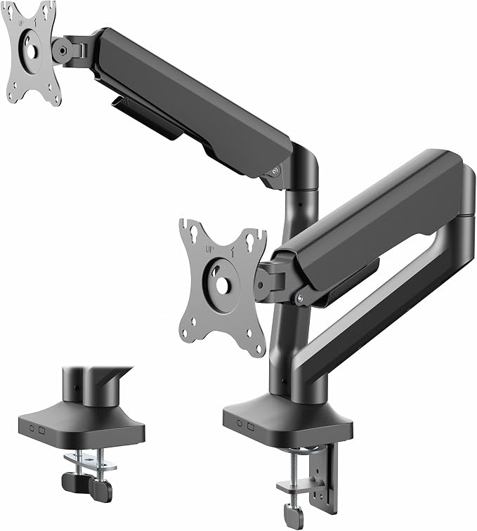 VIVO Dual Pneumatic Arm Ultra-Wide Monitor Mount for up to 35 inch Screens, Holds 26.4 lbs per Arm, Desk Mount Monitor Stand for 2 Ultrawides, Black, STAND-V200O by Unknown