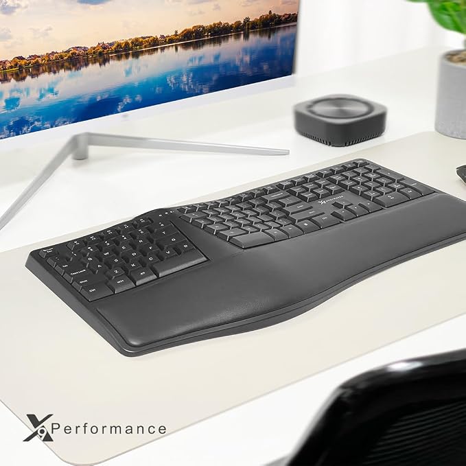 X9 Wireless Ergonomic Keyboard with Cushioned Wrist Support - Type Comfortably Longer - Wireless Split Keyboard for Laptop, PC & Chrome Computer with 110 Ergo Keys & 5ft Cable - Image 9