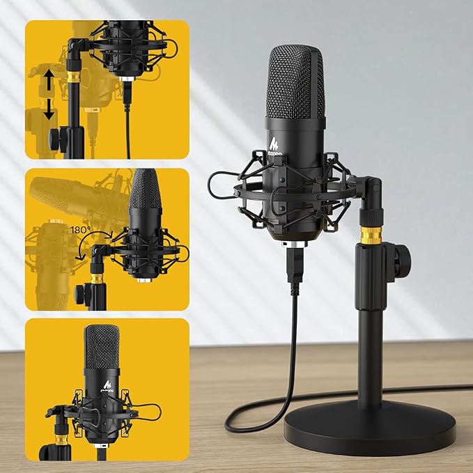 MAONO A04T USB Condenser Microphone Kit, 192kHz/24bit for PC Podcasting | Cardioid, All-metal Body, Plug and Play for Computer, Laptop, Recording, Content Creation, Streaming, YouTube Video, Gaming - Image 7
