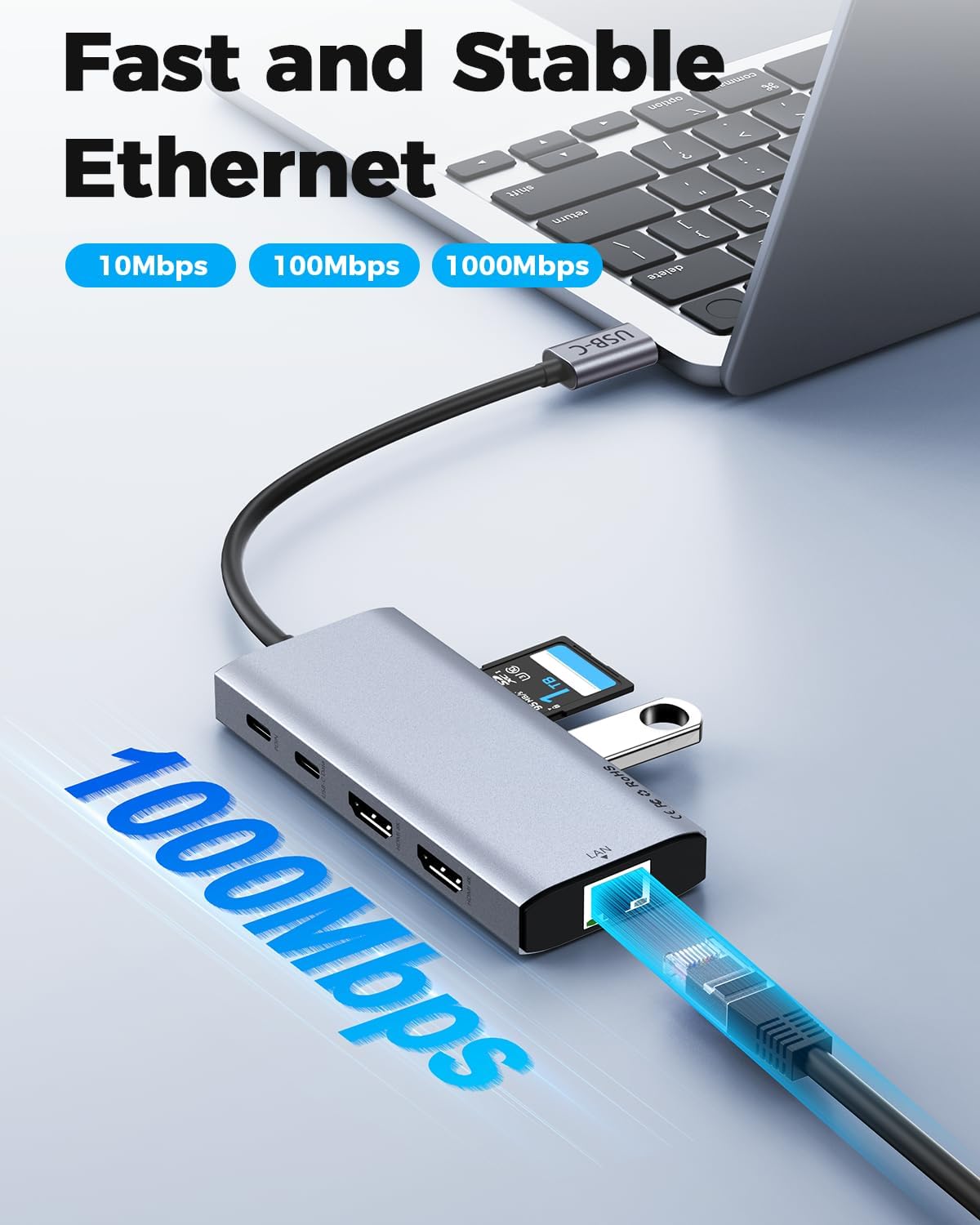 USB C Laptop Docking Station Dual HDMI Monitor 10in1 Dongle Type-C Hub Dock - Image 7