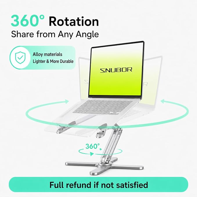 Model-X 3.0 Laptop Stand, Ladjustable Laptop Stand Desk, Ergonomic Laptop Stand Desk，360 Rotating Laptop Riser - Image 2