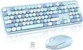 Wireless Keyboard and Mouse Combo, 2.4GHz Retro Full-Size Typewriter Keyboard with Number Pad and Wireless Mouse for PC/Laptop/Desktop/Windows (Pale Blue) by Unknown