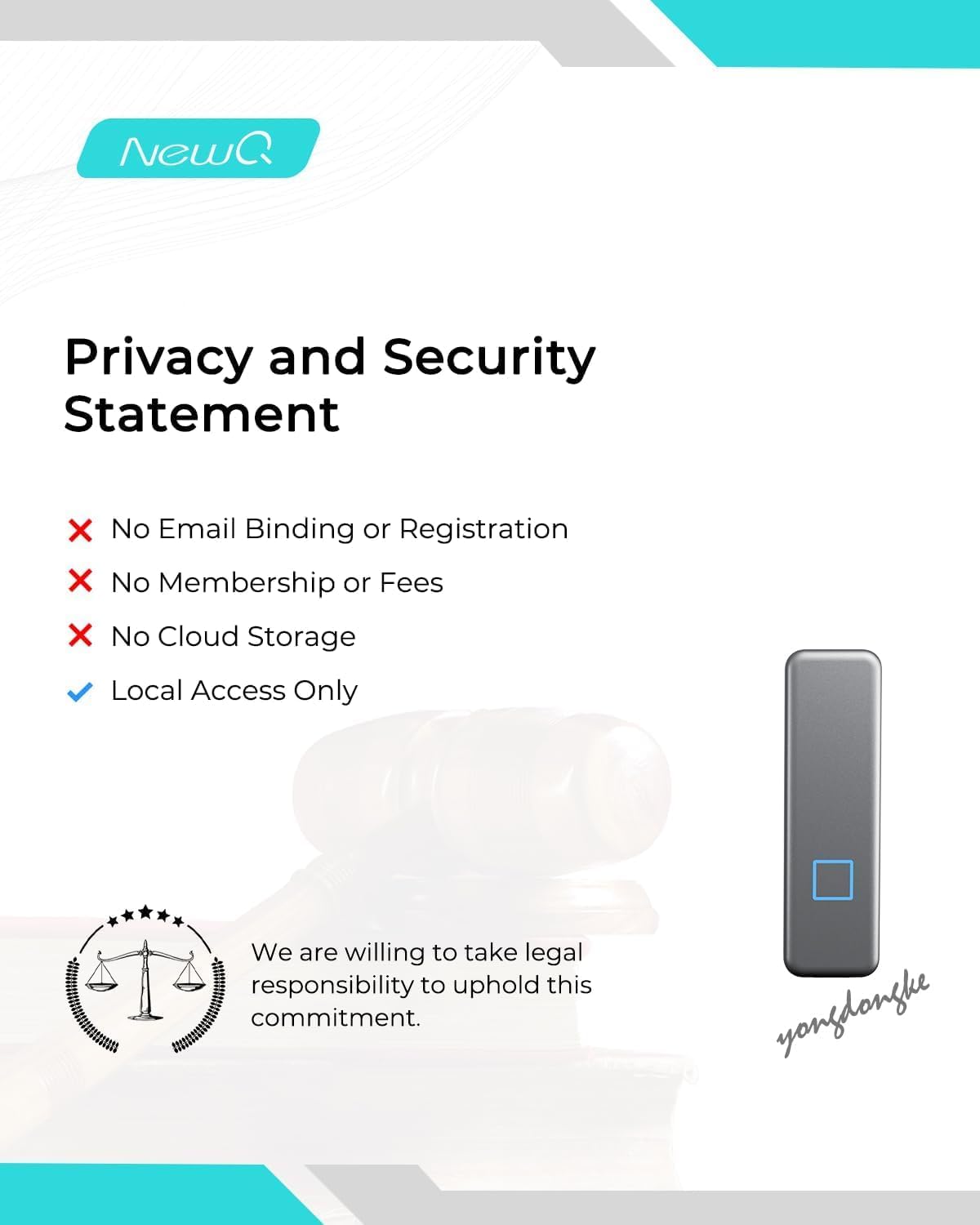 NEWQ 2TB Touch Portable SSD with Fingerprint Encryption USB-C - Image 6