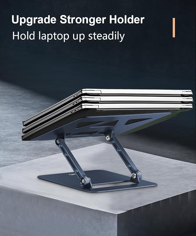 Aoviho Adjustable Laptop Stand for Desk,Portable Laptop Stand Holder and Riser,Foldable Aluminum Notebook Computer Stands for MacBook Air Pro HP Lenovo Dell Samsung Chromebook, 10-15.6 inch,Navy Blue - Image 5
